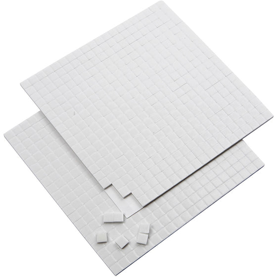 3D klæbepuder, str. 5x5 mm, tykkelse 2 mm, hvid, 2x400 stk., 2 ark/ 1 pk.