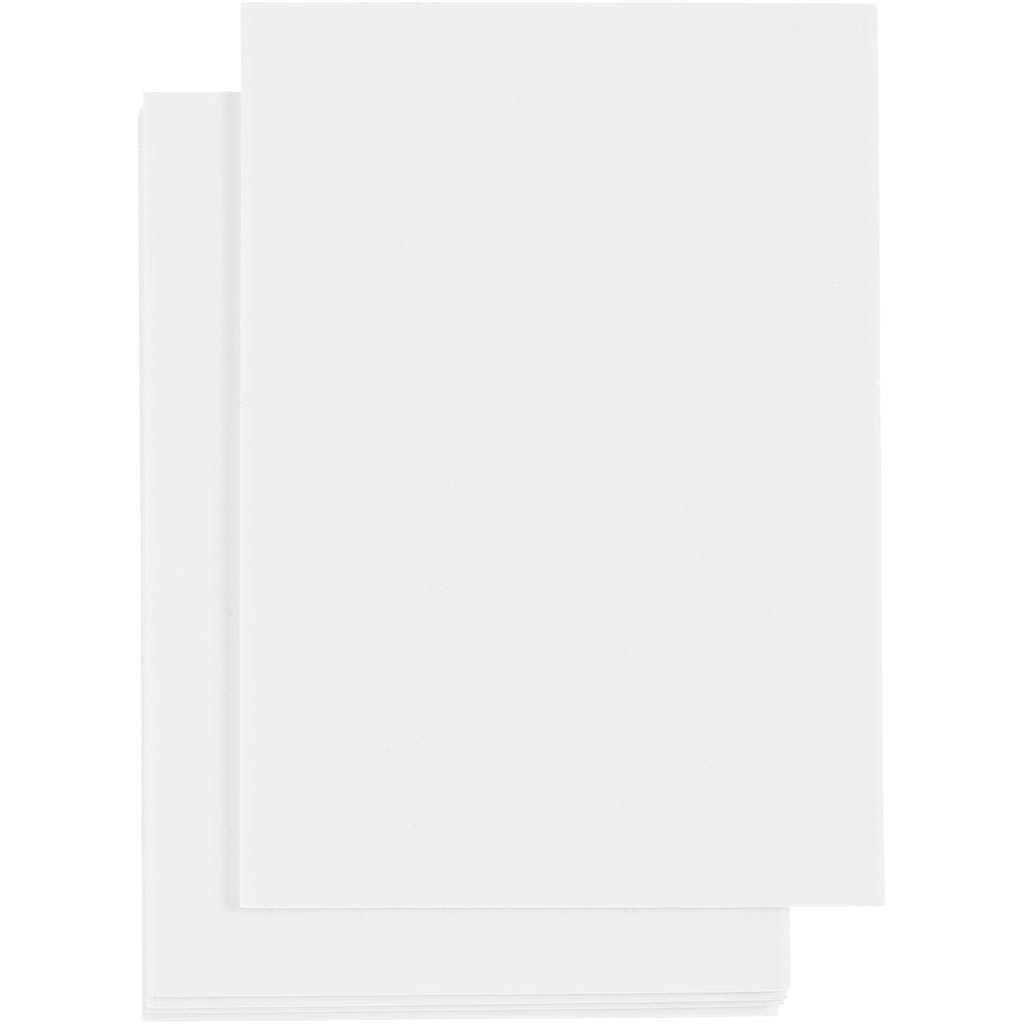3D skumark, A6, ark 105x148 mm, tykkelse 2 mm, hvid, 5 ark/ 1 pk.