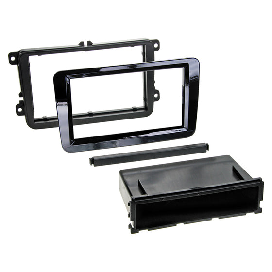 2-DIN radioramme m/lomme Seat/Skoda/VW piano sort