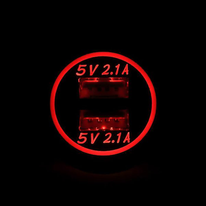 USB ladeadapter 12/24v m/rødt lys