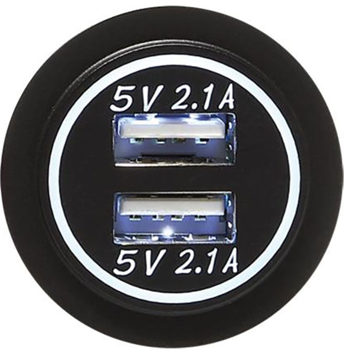 USB ladeadapter 12/24v m/hvidt lys