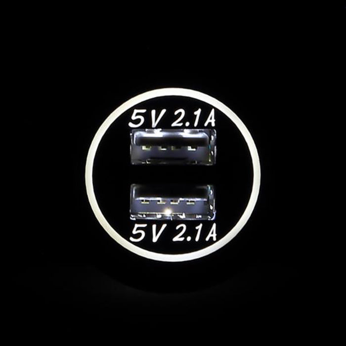 USB ladeadapter 12/24v m/hvidt lys