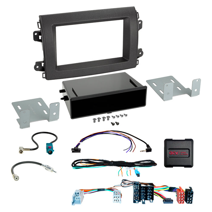 Komplet 2-DIN facia plate m. rum Citroen/Fiat/Opel ISO