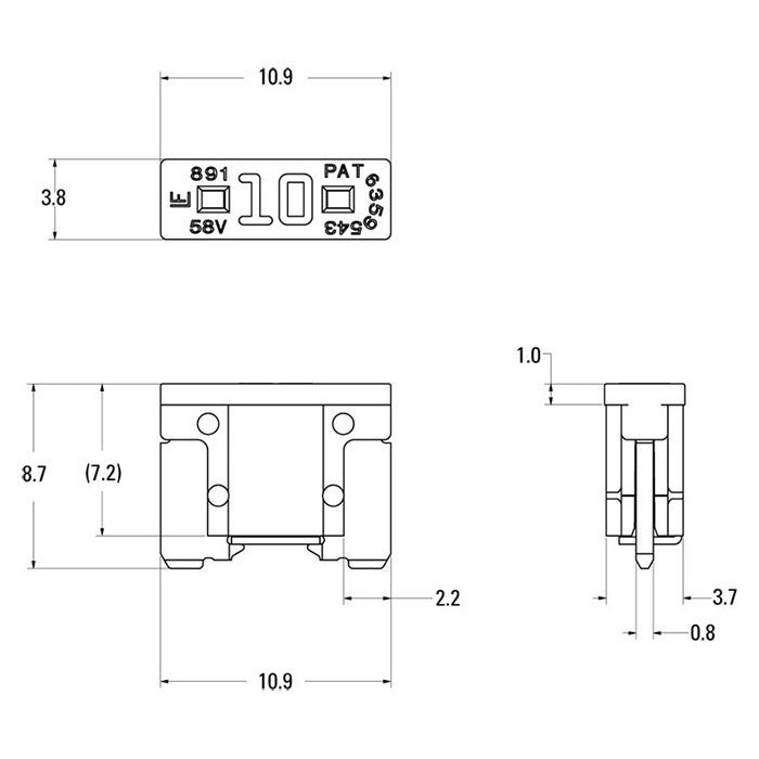 Ampire Tap til Lavprofil-mini-sikring 10A (ACN) - 1 Stk