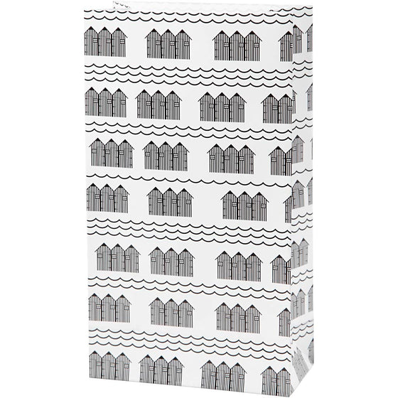 Papirposer, H: 21 cm, str. 6x12 cm, 80 g, sort, hvid, 8 stk./ 1 pk.