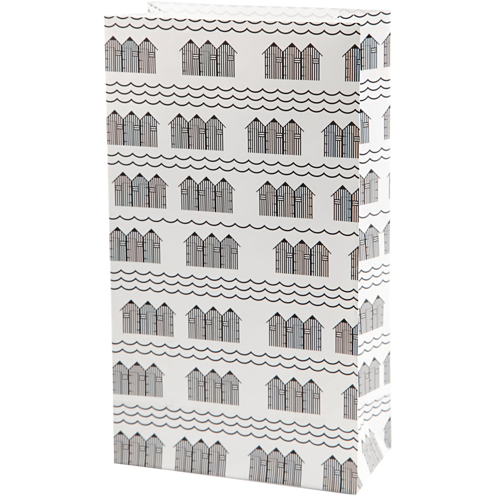 Papirposer, H: 21 cm, str. 6x12 cm, 80 g, sort, hvid, 8 stk./ 1 pk.
