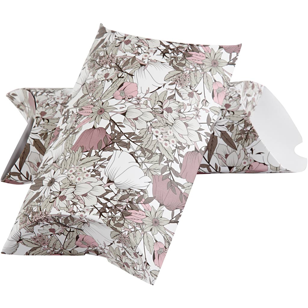 Gaveæske, blomster, str. 18x15x6 cm, 300 g, brun, 3 stk./ 1 pk.