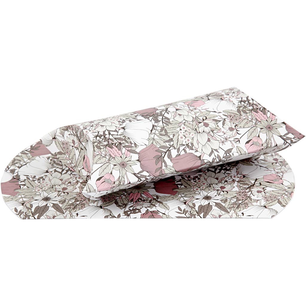 Gaveæske, blomster, str. 18x15x6 cm, 300 g, brun, 3 stk./ 1 pk.