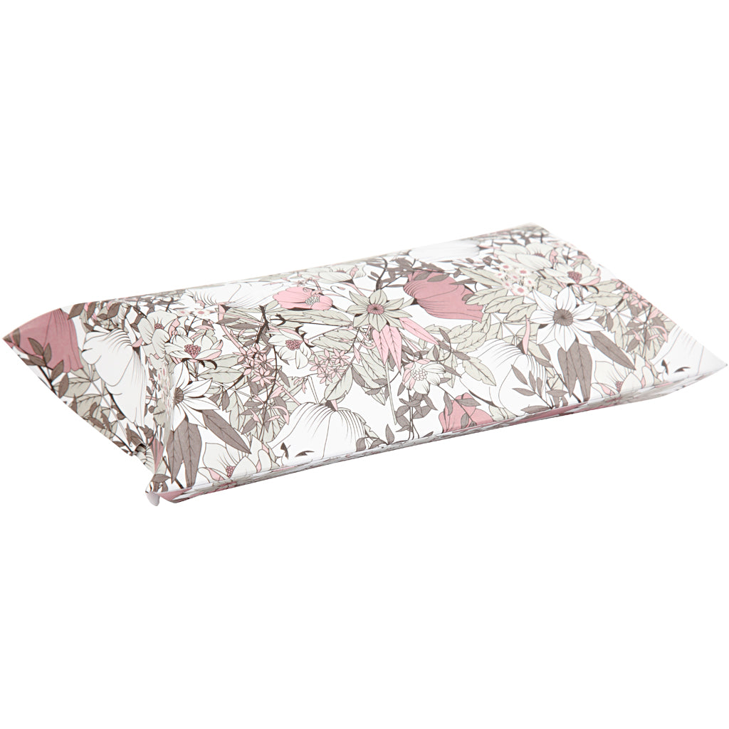 Gaveæske, blomster, str. 18x15x6 cm, 300 g, brun, 3 stk./ 1 pk.