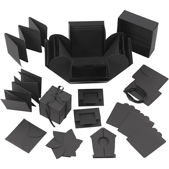 Explosion box, str. 7x7x7,5+12x12x12 cm, sort, 1 stk.