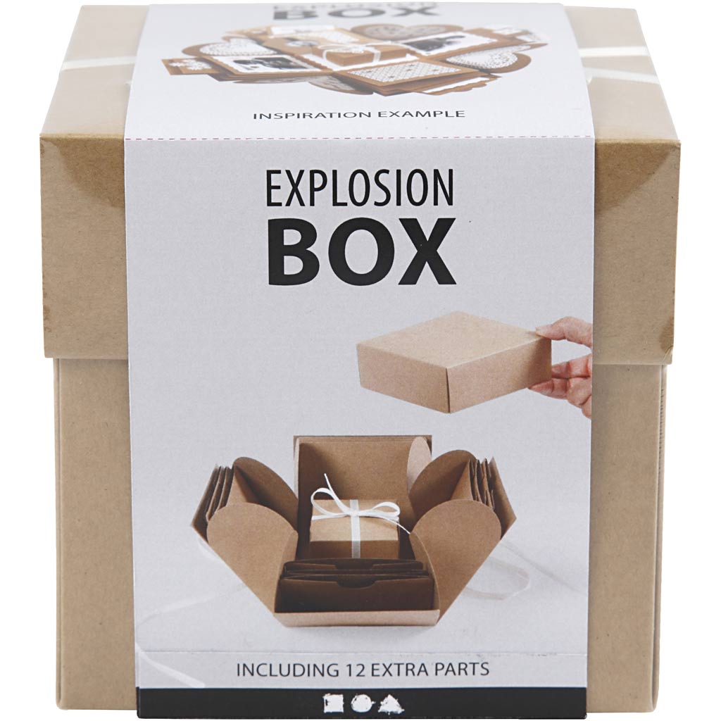 Explosion box, str. 7x7x7,5+12x12x12 cm, natur, 1 stk.