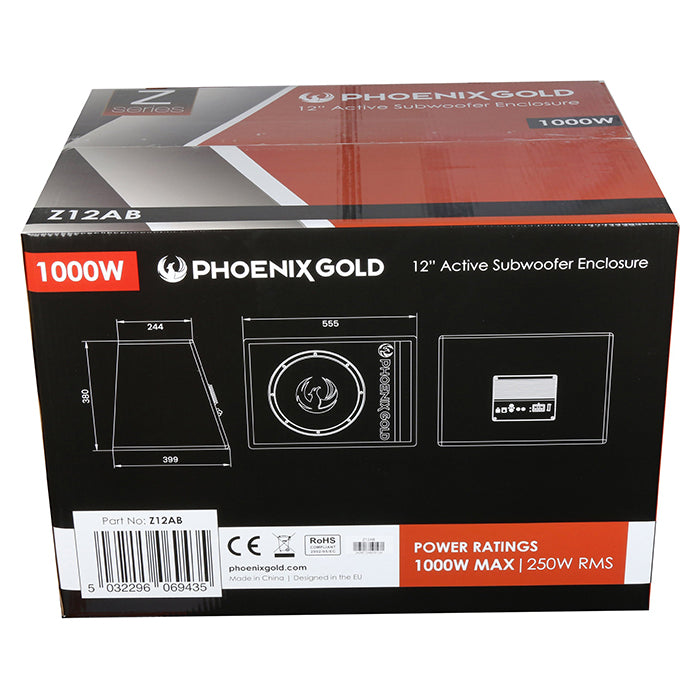 Phoenix Gold 12 subwoofer m kabler og fjernbetjening