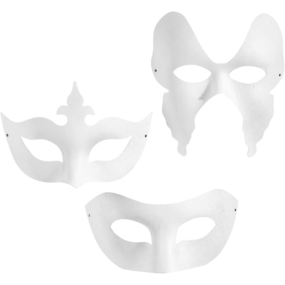 Masker, H: 10-20 cm, B: 18-20 cm, hvid, 3x4 stk./ 1 pk.