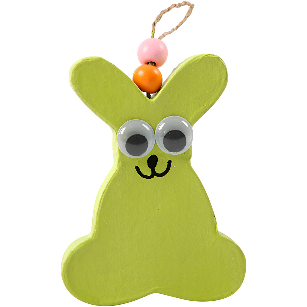 Påskeophæng, kaninhoved, kylling, kylling i æg og hare, H: 10 cm, 4 stk./ 1 pk.