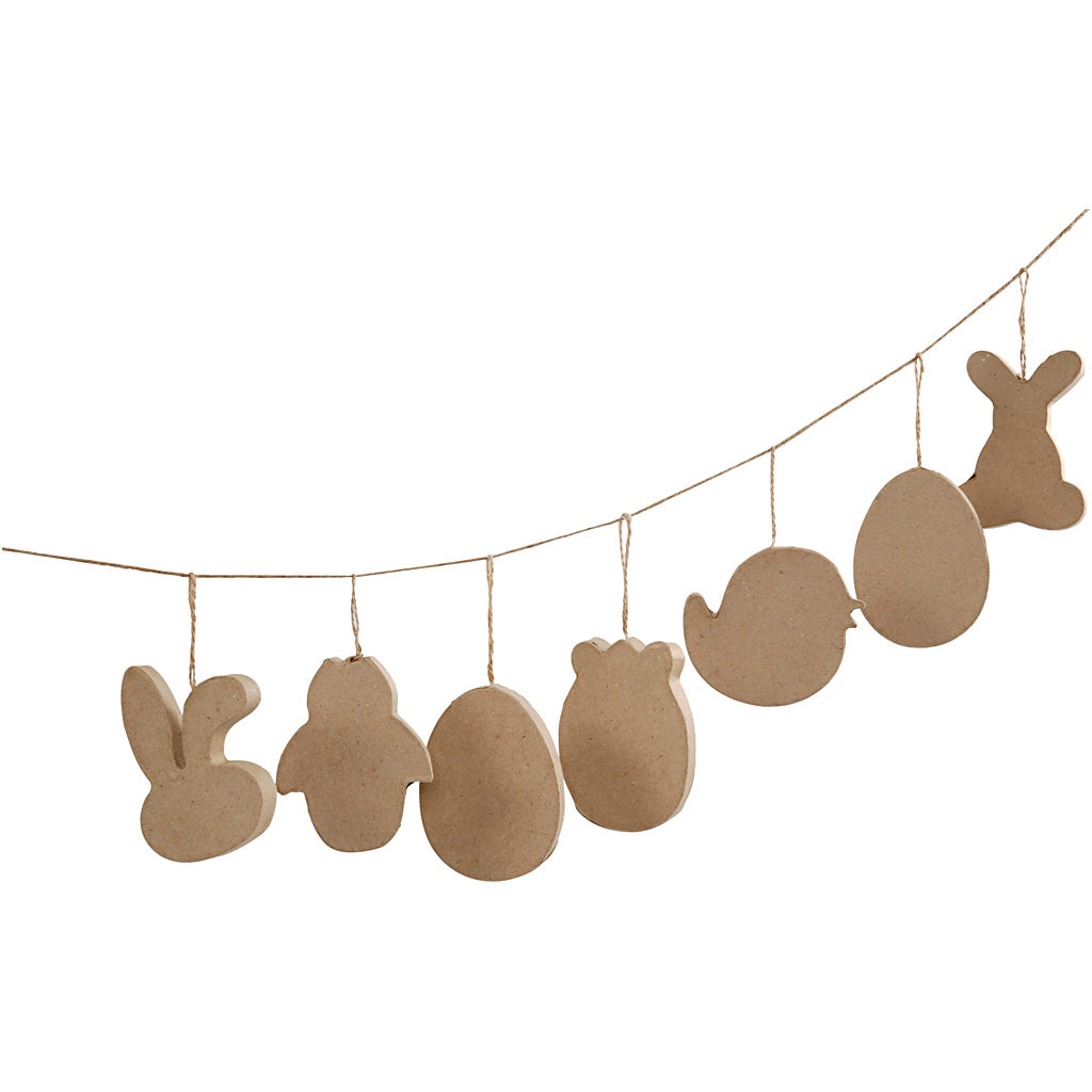 Påskeophæng, kaninhoved, kylling, kylling i æg og hare, H: 10 cm, 4 stk./ 1 pk.
