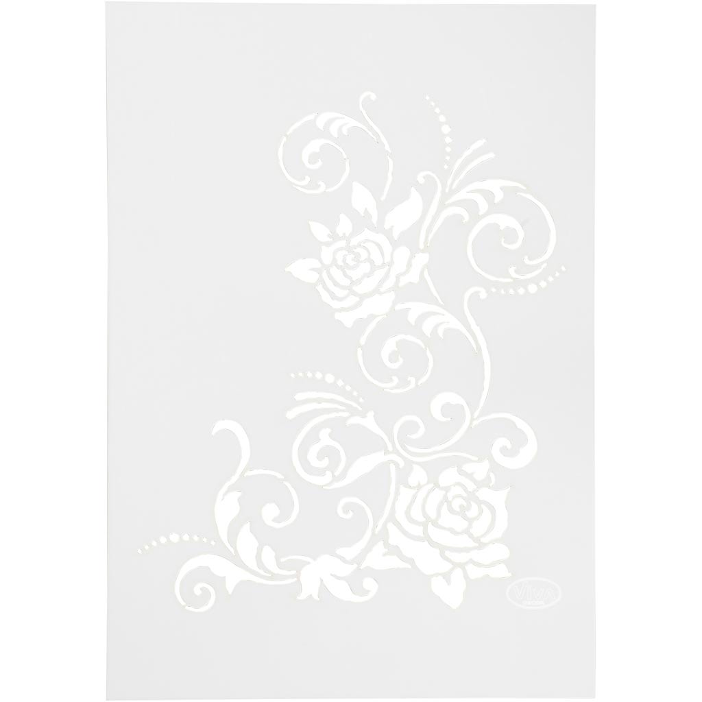 Stencil, filigran blomster, A4, ark 210x297 mm, 1 stk.