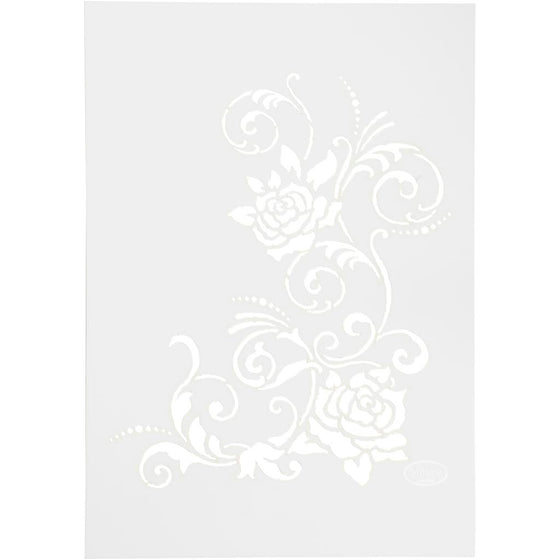 Stencil, filigran blomster, A4, ark 210x297 mm, 1 stk.