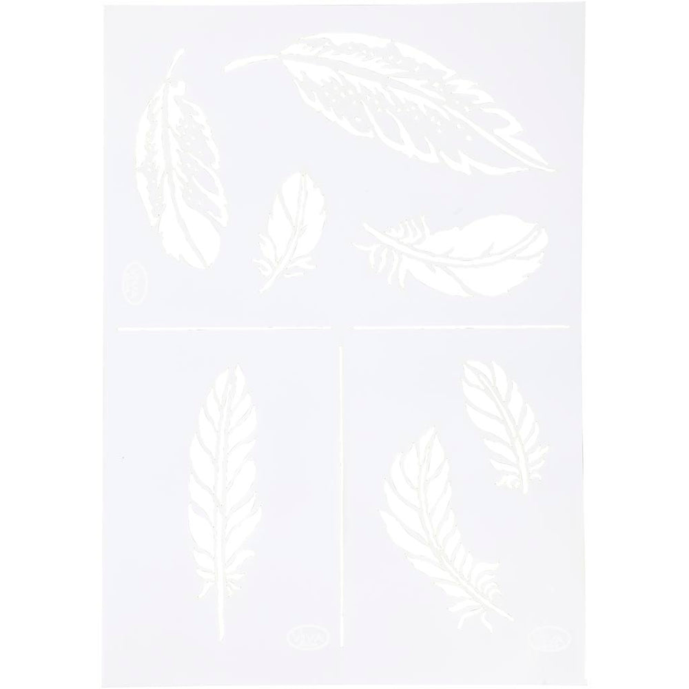 Fjer Stencil A4 - Kreativ Skabelon til Projekter