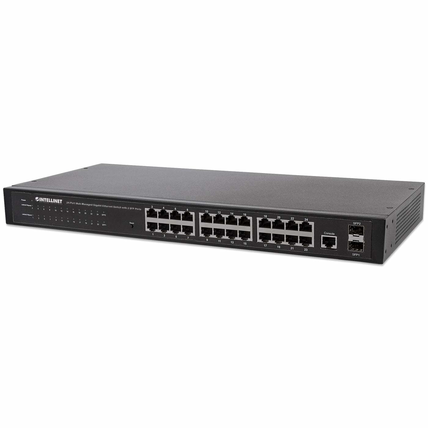 Intellinet 24-Port Network , 24-Port (RJ45), Rackmount, , 4 SFP,  Web- ,  Mbit/ (Euro 2-pin plug) Switch 24-porte Gigabit