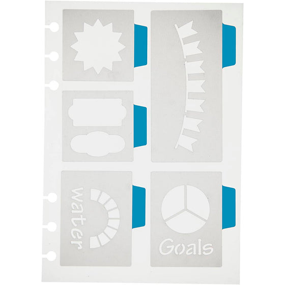 Stencil, 5 store motiver, ark 12,5x17,5 cm, 1 ark
