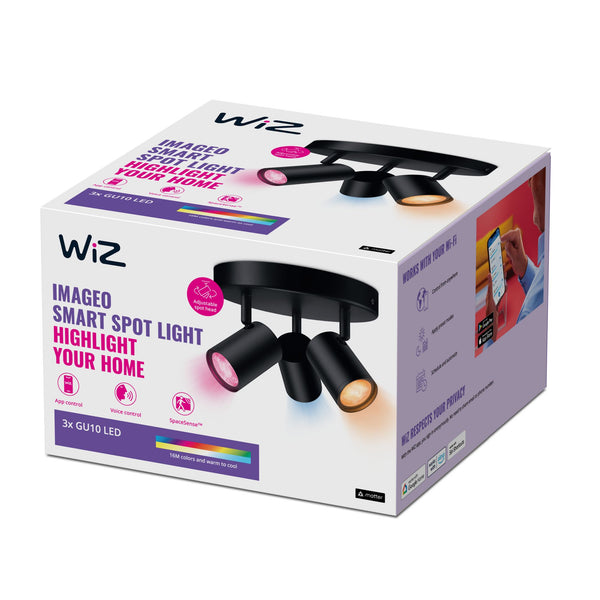 WiZ IMAGEO Loftsspotlys 4.9W 2200-6500K 16 millioner farver/varmt til køligt hvidt lys