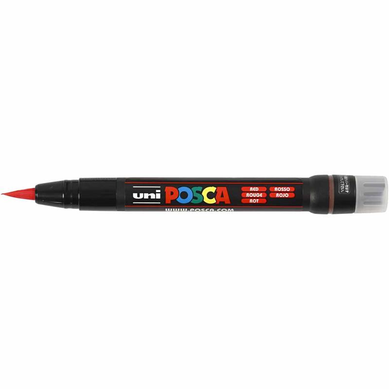 Posca Tusch, PCF350, streg 1-10 mm, brush, rød, 1 stk.