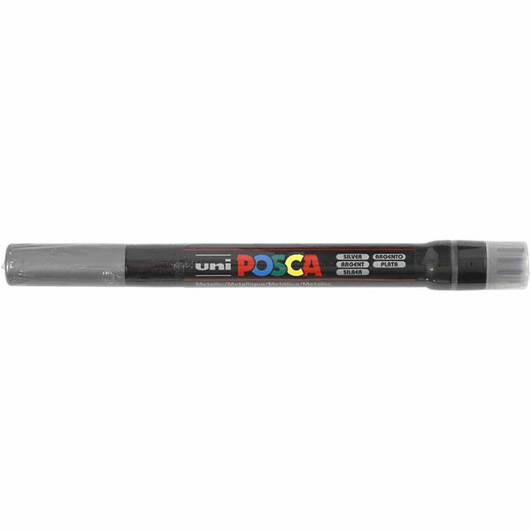 Posca Tusch, PCF350, streg 1-10 mm, brush, sølv, 1 stk.