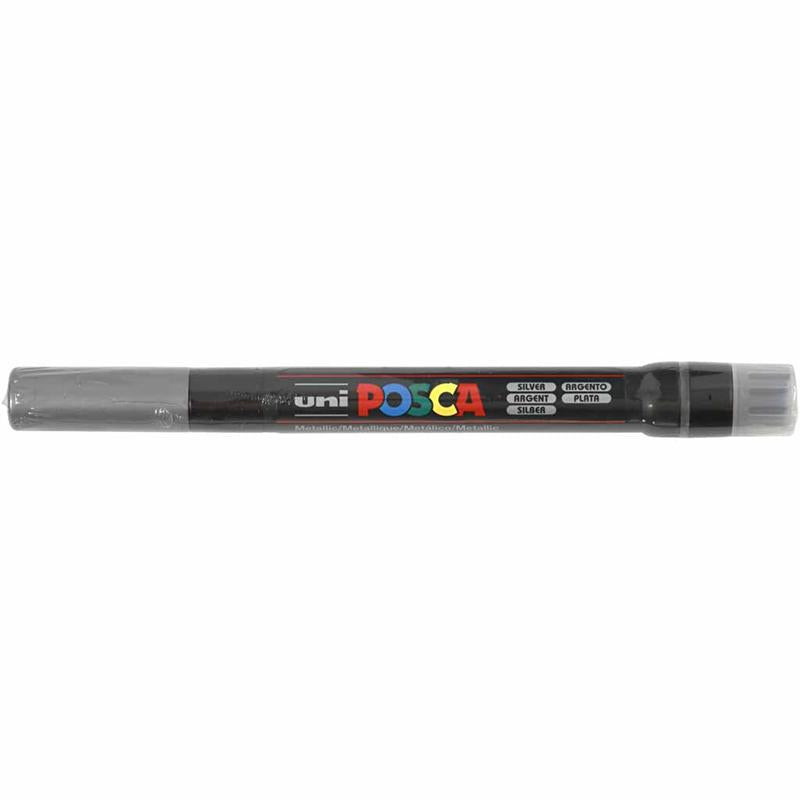 Posca Tusch, PCF350, streg 1-10 mm, brush, sølv, 1 stk.