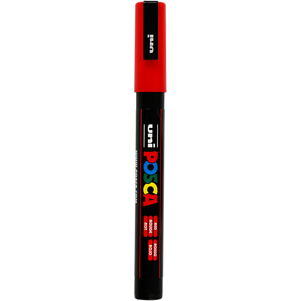 Posca Tusch, nr. PC-3M, streg 0,9-1,3 mm, fine, rød, 1 stk.