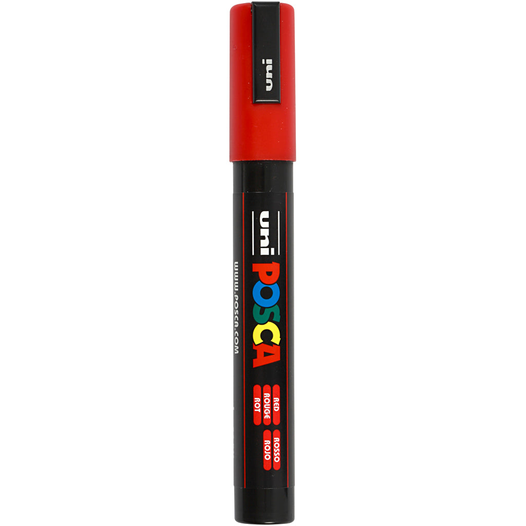Posca Tusch, nr. PC-5M, streg 2,5 mm, medium, rød, 1 stk.