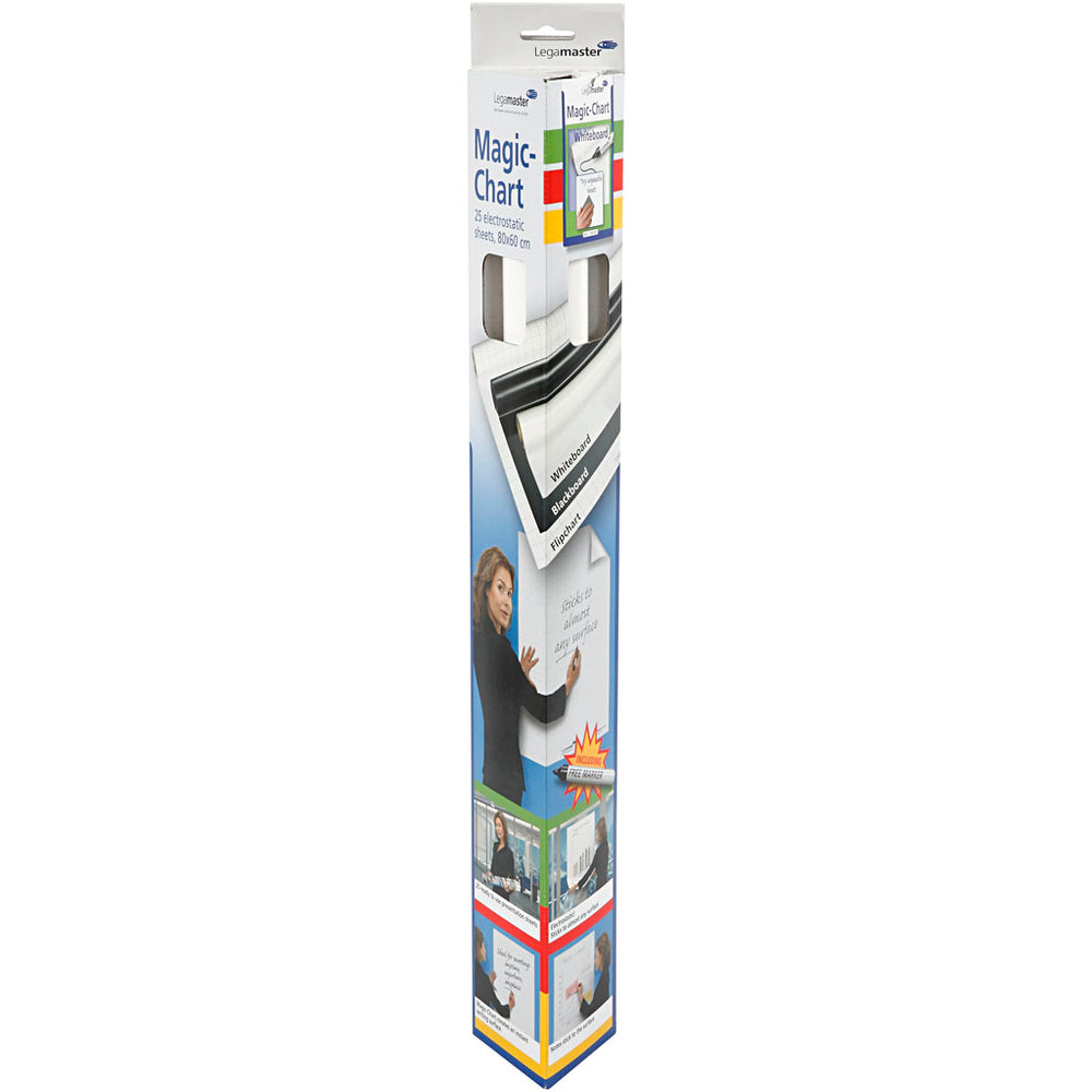 Magic whiteboard folie, L: 80 cm, B: 60 cm, hvid, 25 ark/ 1 rl.
