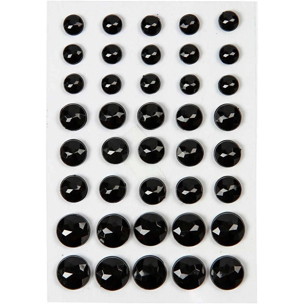 Rhinsten, str. 6+8+10 mm, sort, 40 stk./ 1 pk.