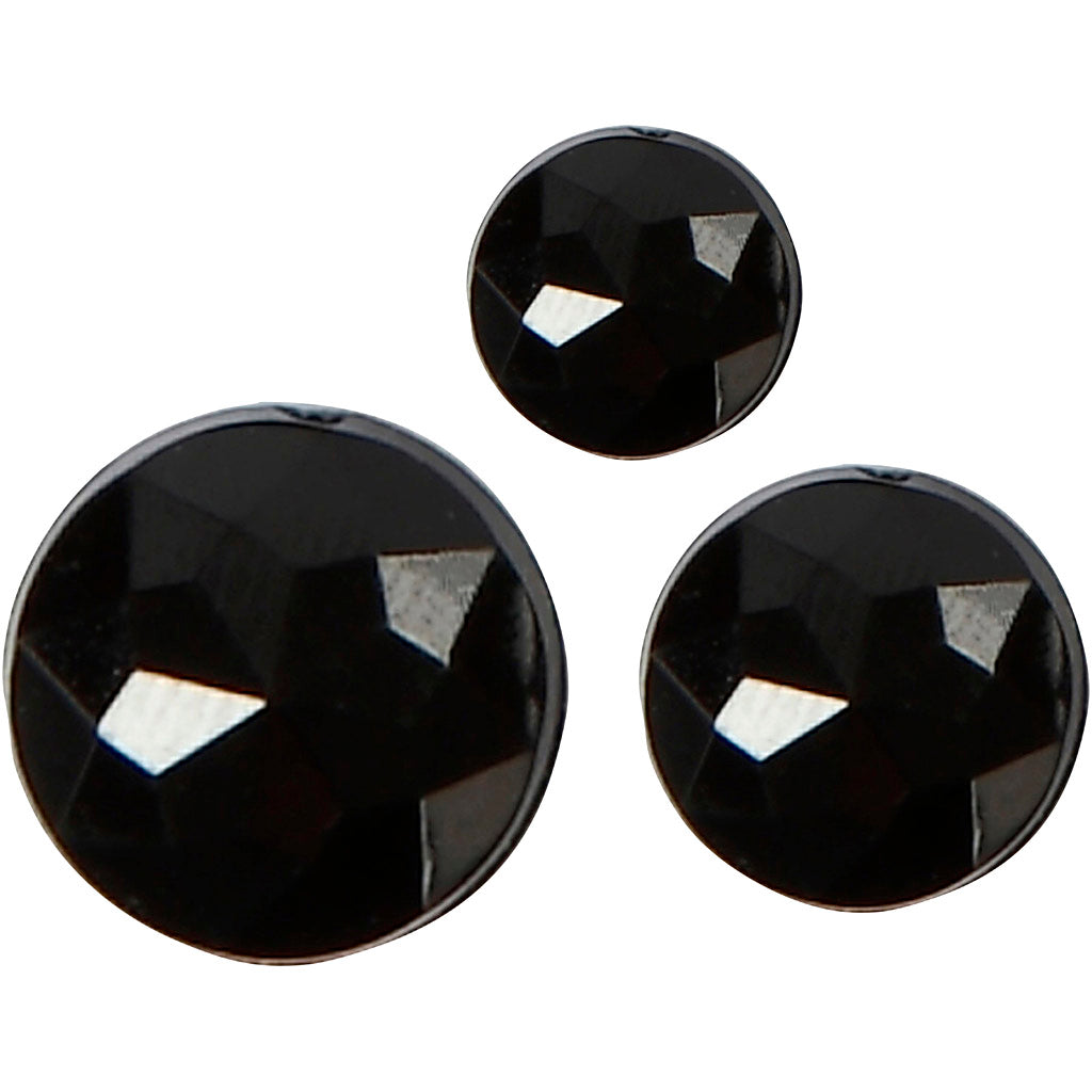Rhinsten, str. 6+8+10 mm, sort, 40 stk./ 1 pk.