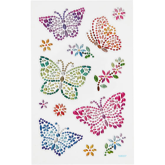 Diamond stickers, sommerfugle, ark 10x16 cm, 1 ark