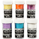 Glitter, ass. farver, 6x20 g/ 1 pk.
