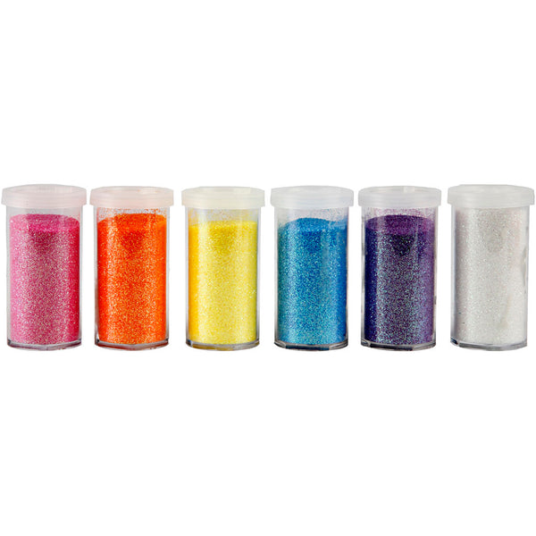Glitter, ass. farver, 6x20 g/ 1 pk.