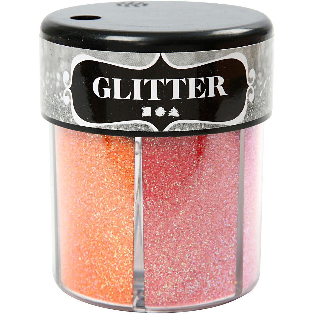 Glitter, ass. farver, 6x13 g/ 1 ds.