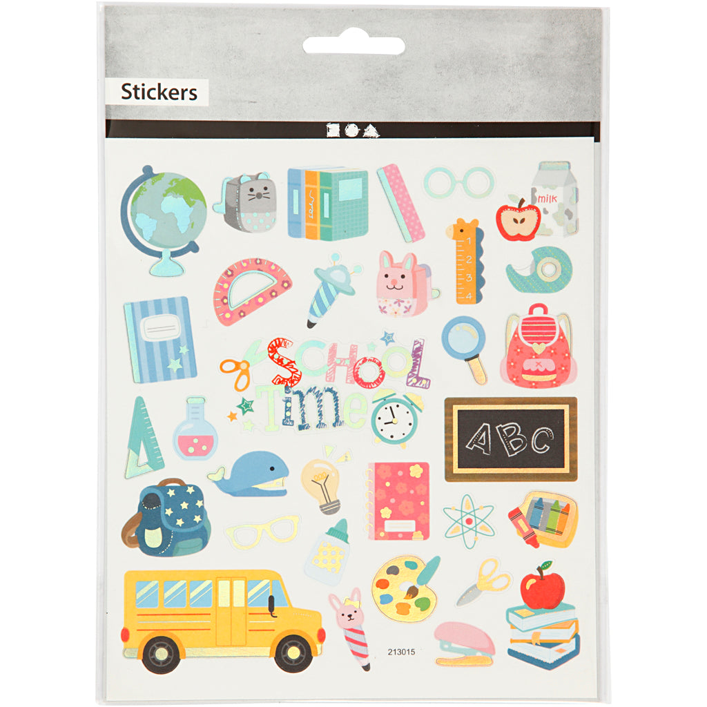 Stickers, skolestart, ark 15x16,5 cm, 1 ark