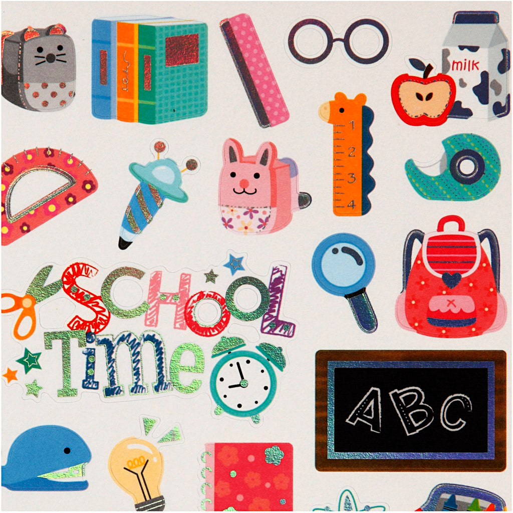 Stickers, skolestart, ark 15x16,5 cm, 1 ark