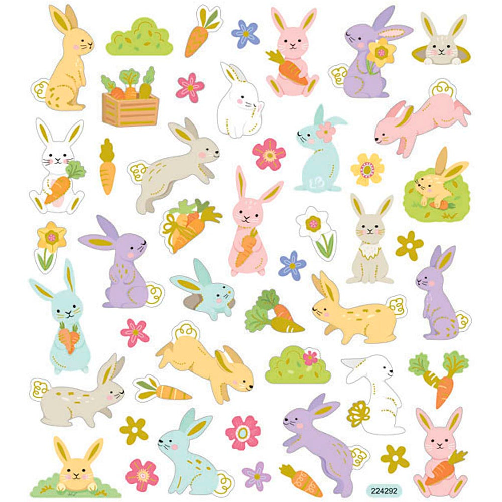 Stickers, påskeharer, ark 15x16,5 cm, 1 ark