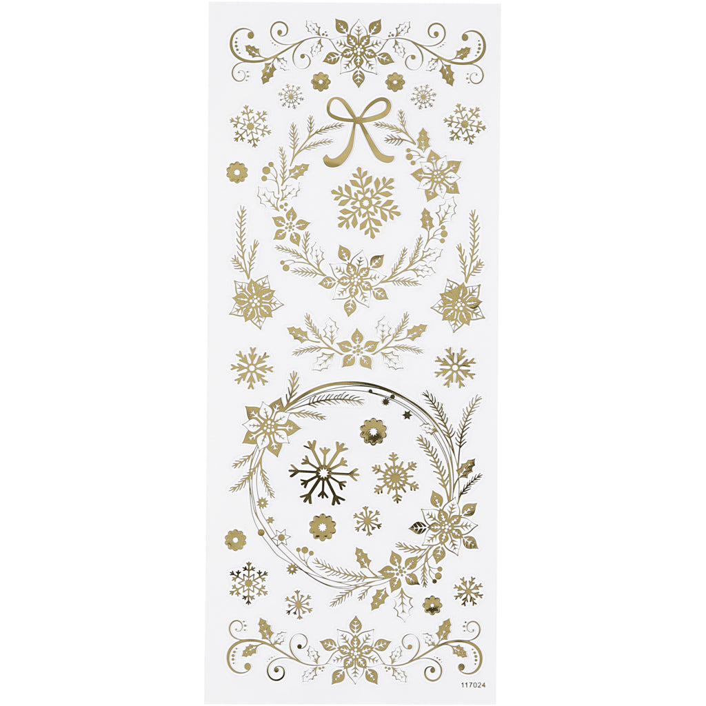 Stickers, julestjerner, ark 10x24 cm, guld, 1 ark