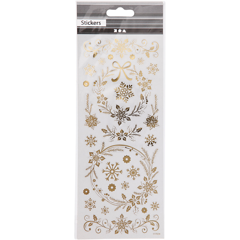 Stickers, julestjerner, ark 10x24 cm, guld, 1 ark