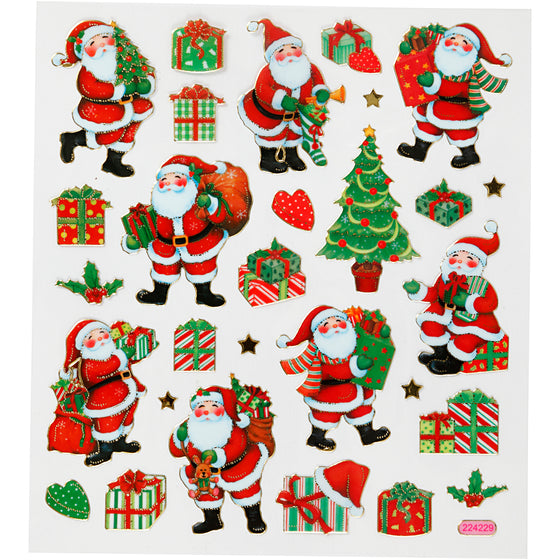 Stickers, klassiske julefigurer, ark 15x16,5 cm, ca. 29 stk., 1 ark