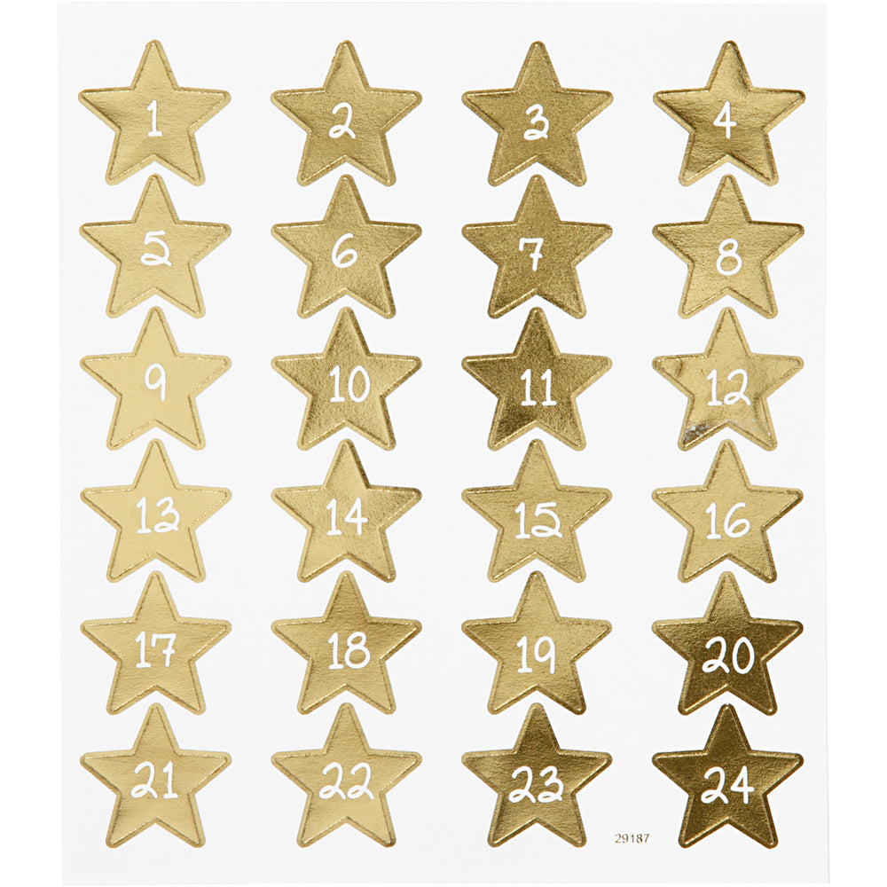 Stickers, kalendertal, ark 15x16,5 cm, ca. 24 stk., 1 ark