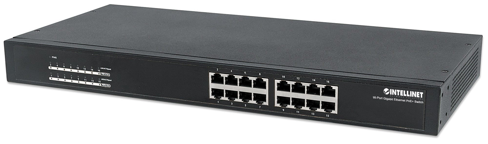 Intellinet      , 16 x  ports, IEEE 802.3at/af Power-over- ( / ), Endspan, Rackmount (Euro 2-pin plug) Switch 16-porte Gigabit  PoE+