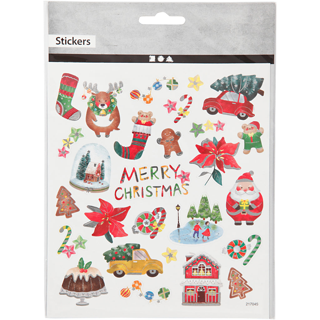 Stickers, alt til jul, ark 15x16,5 cm, 1 ark