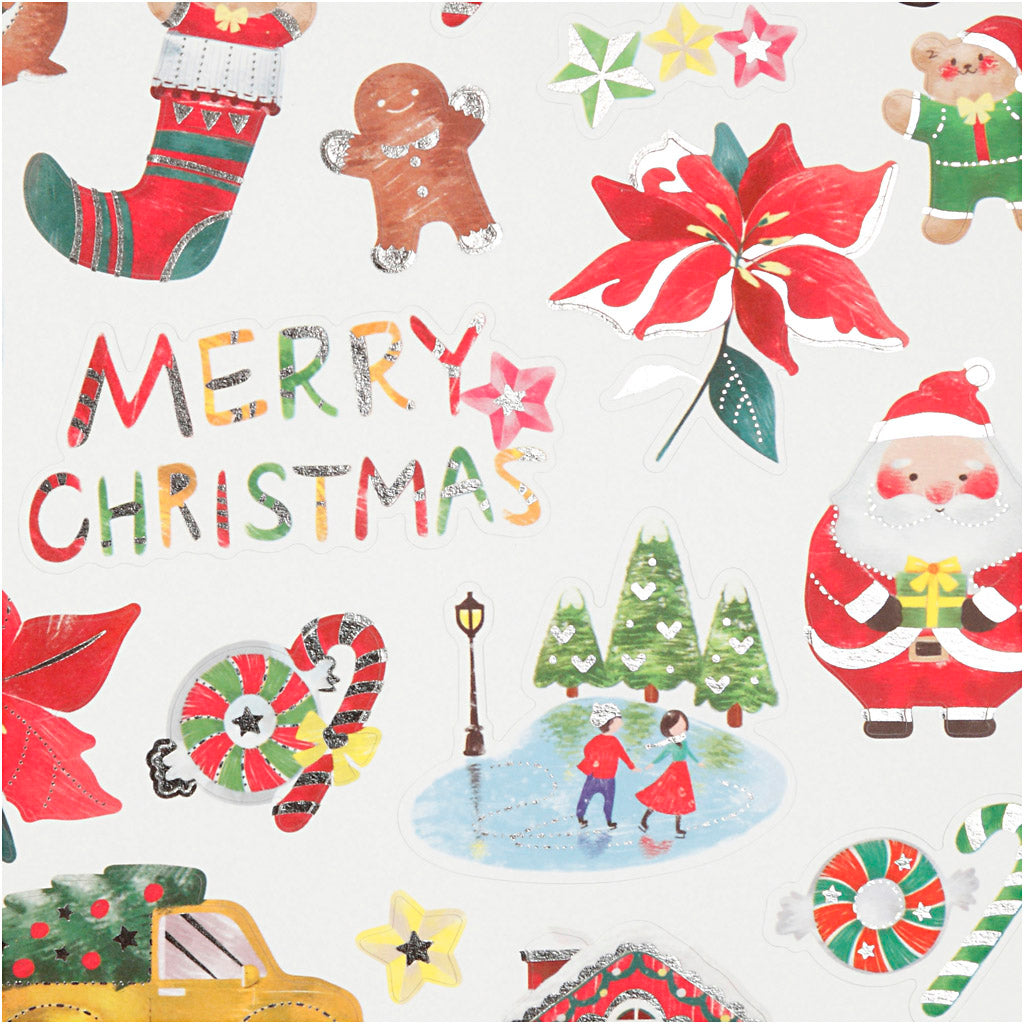 Stickers, alt til jul, ark 15x16,5 cm, 1 ark