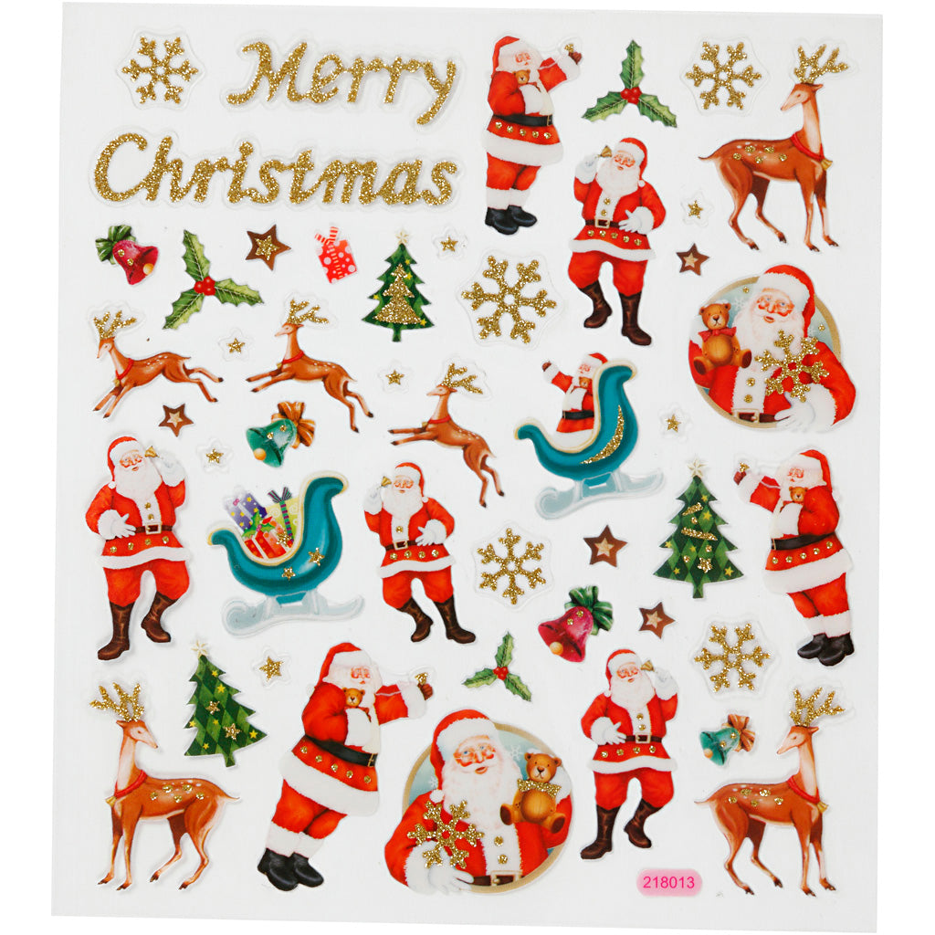 Stickers, julemand og rensdyr, ark 15x16,5 cm, 1 ark