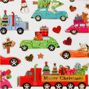Stickers, kører hjem til jul, ark 15x16,5 cm, 1 ark
