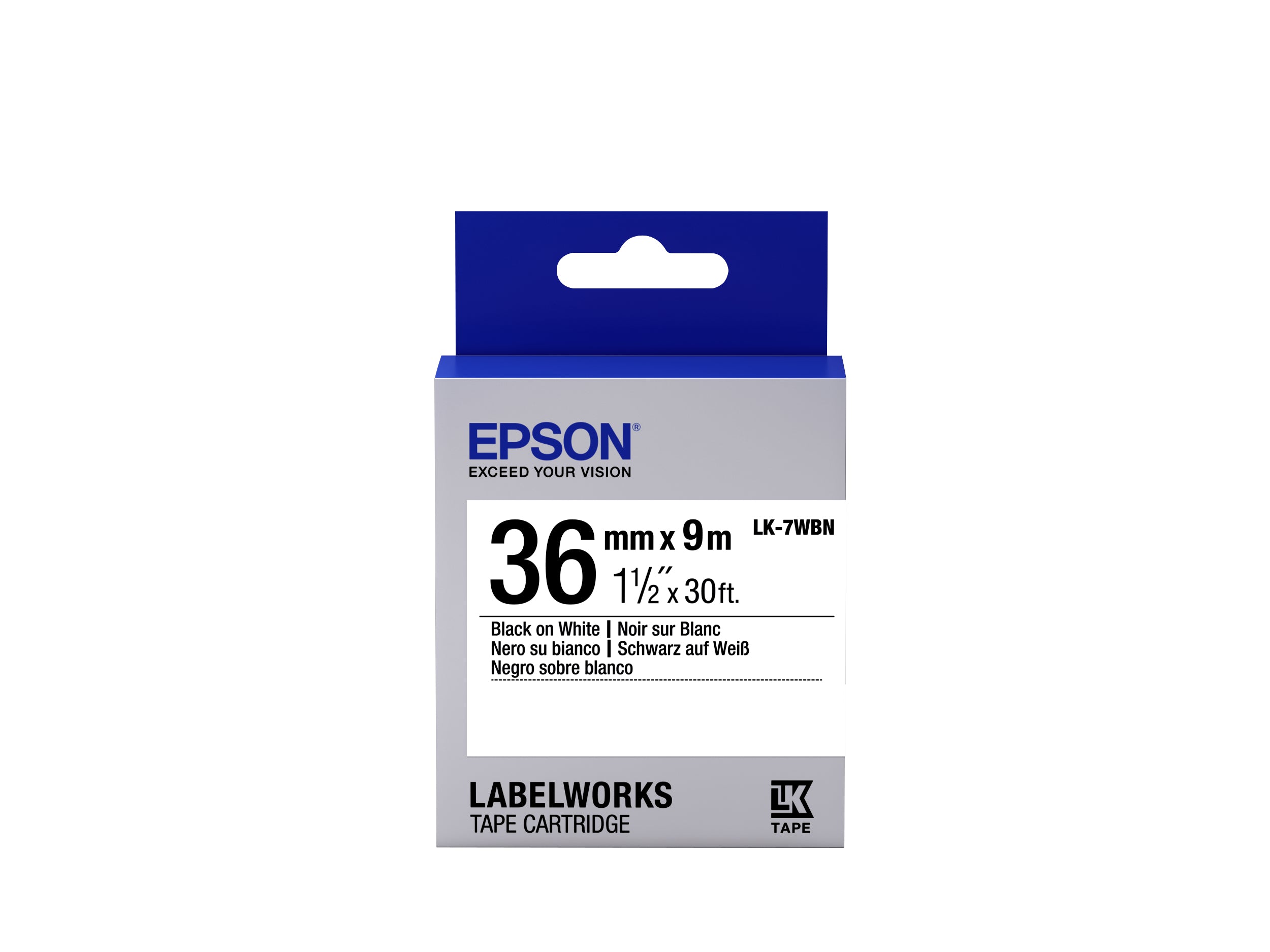 Epson LabelWorks LK-7WBN Mærkattape  (3,6 cm x 9 m) 1kassette(r) C53S657006
